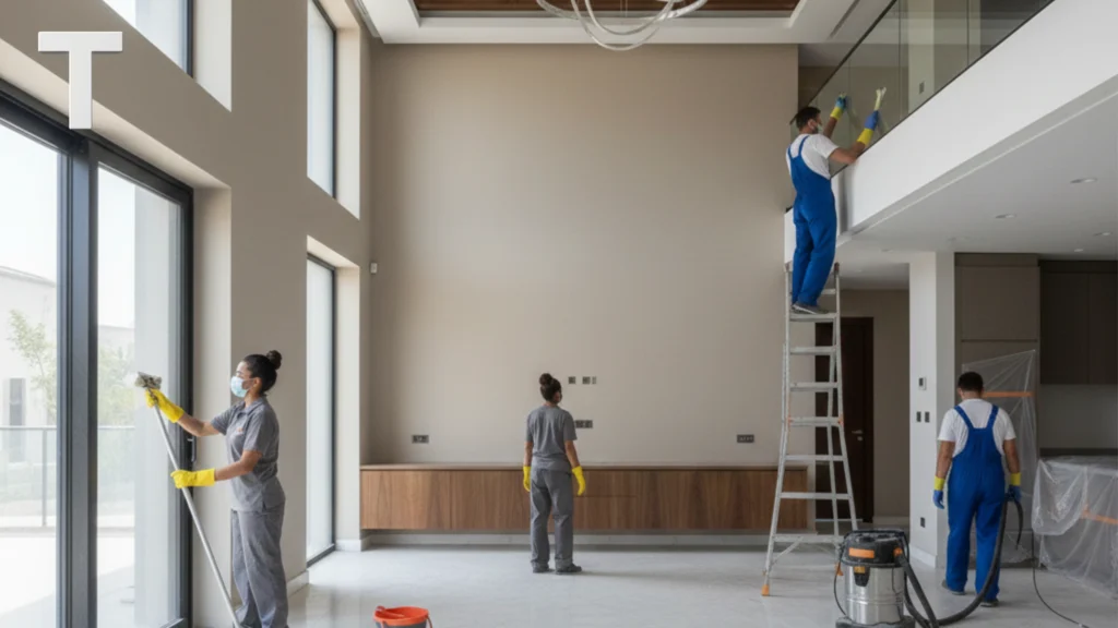 طرق تنظيف فلل بعد التشطيب في أبو ظبي