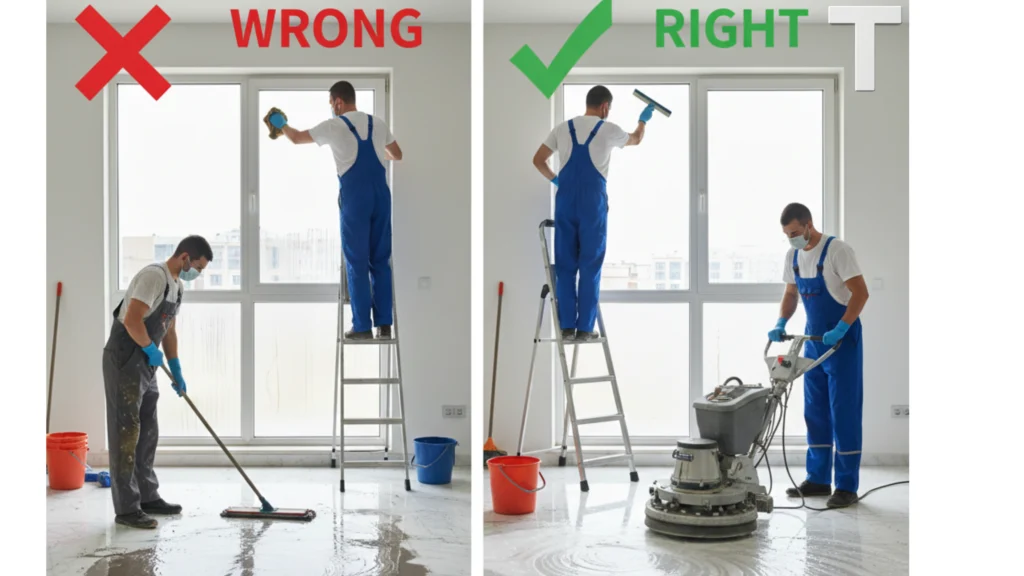 الأخطاء الشائعة في تنظيف فلل بعد التشطيب في أبو ظبي