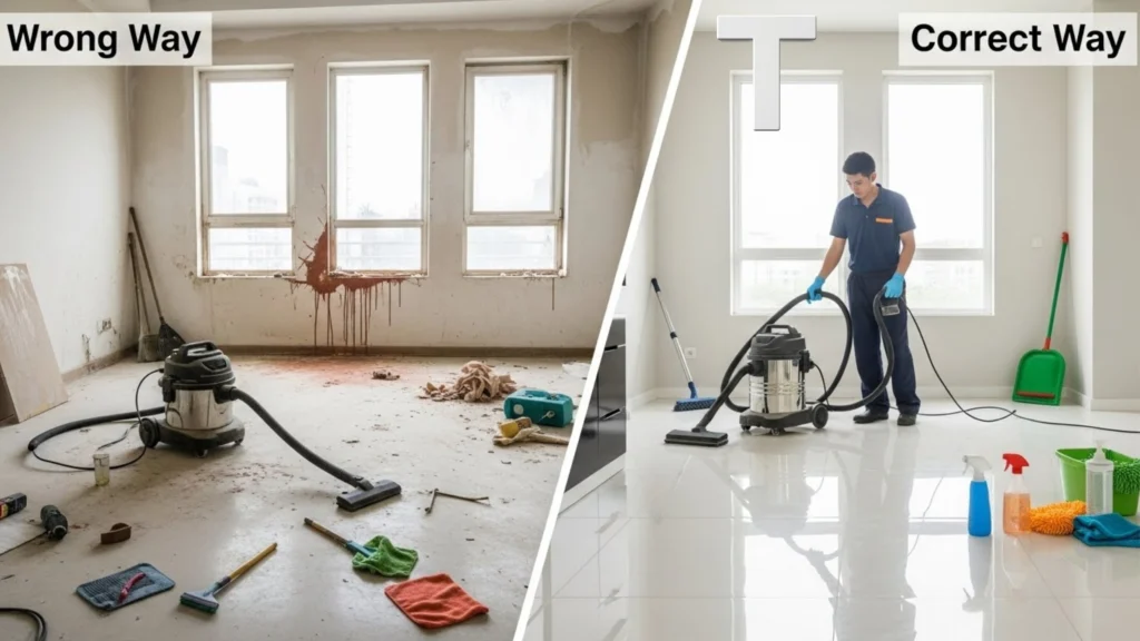 الأخطاء الشائعة في تنظيف فلل بعد التشطيب في عجمان
