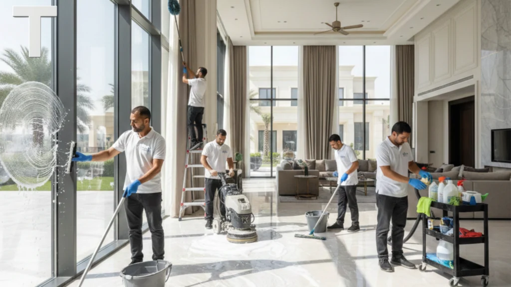 طرق تنظيف فلل بعد التشطيب في دبي